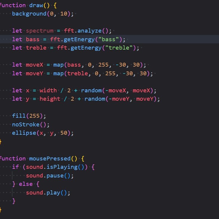 Here is the main code that creates this effect. You can see that I restricted the movement range of the small spheres, keeping them concentrated in the center of the canvas.