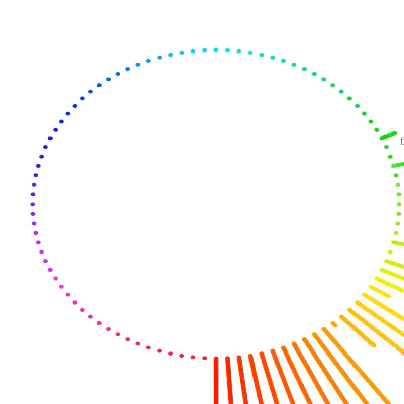 Practice from Tutorial 2. I first changed the length of each stripe and got this effect. Of course, this wasn’t what I wanted because the stripes were too long and aggressive. However, I think this effect would work well with intense sounds or dramatic scenes.