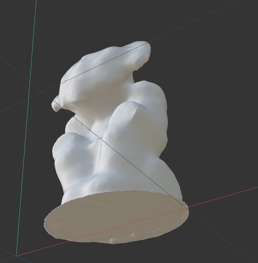 I imported the model edited in Meshmixer into Cinema4D, and I can see that the holes are completely fixed and very natural. This means that my first item ready for 3D printing is complete.