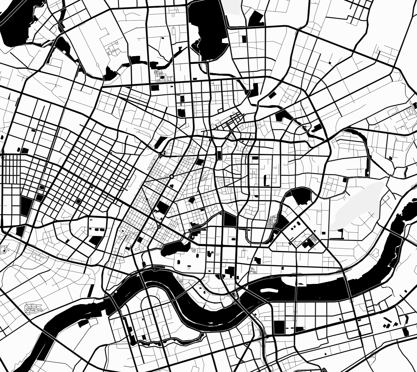 Use Mapbox to set the map to black and white, which helps Illustrator generate vector graphics. I chose me my hometown Shenyang as my final design map sample. Because I haven't been home for many years, I miss my hometown, and I want to use the knowledge and techniques I've learned to show my hometown in a new way.